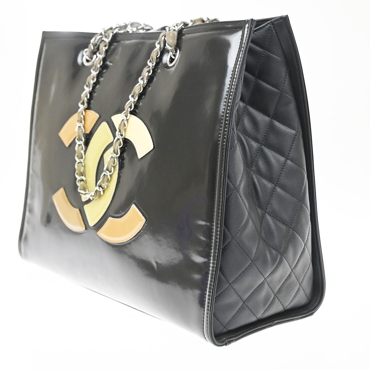 Chanel Lipstick Open Patent Vinyl Black Patent_Leather Tote Bag Bag (Pre-Owned)