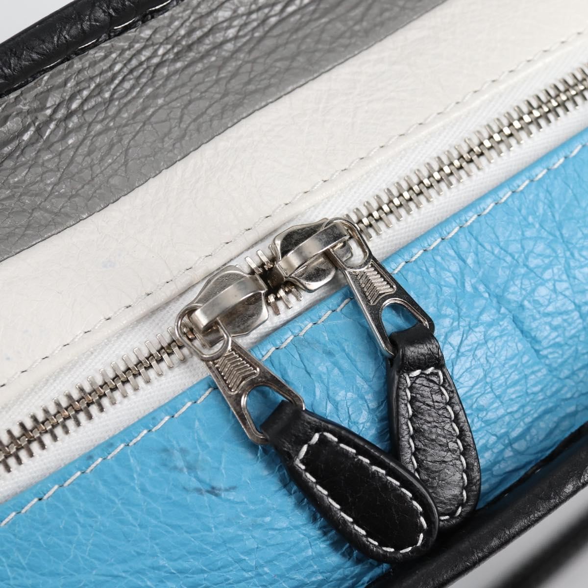 Balenciaga Bazar Convertible Tote Striped Leather Blue Leather Tote Bag Bag (Pre-Owned)