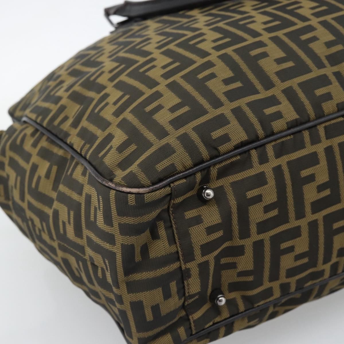 Fendi Vintage Zip Tote Zucca Canvas Khaki Canvas Tote Bag Bag (Pre-Owned)