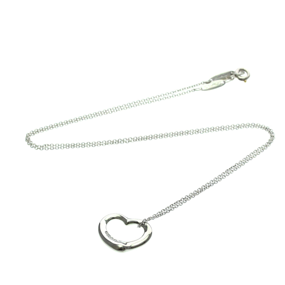 Tiffany & Co. Elsa Peretti Open Heart 5 Diamonds Pendant Platinum And Diamonds Silver Platinum Necklace Jewelry (Pre-Owned)