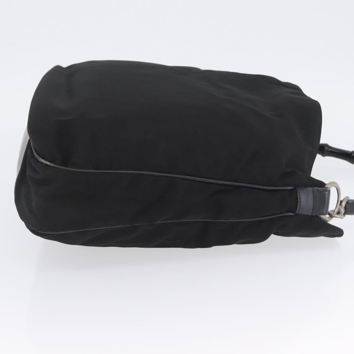 Gucci Vintage Bamboo Handle Nylon Black Nylon Handbag (Pre-Owned)