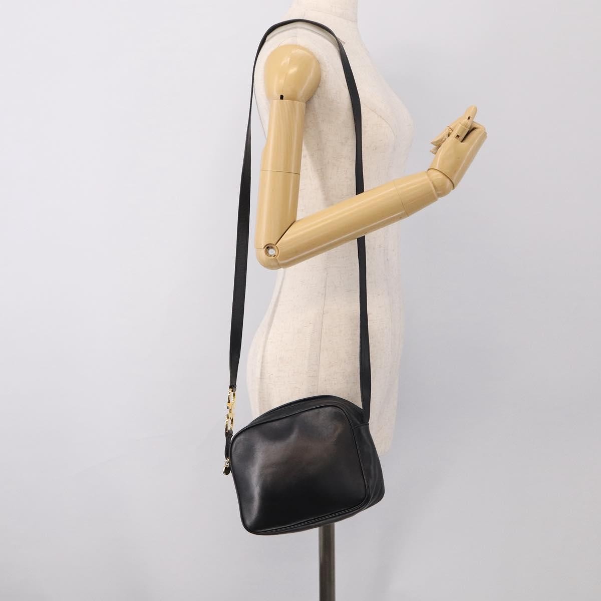 Salvatore Ferragamo Gancini Leather Black Leather Crossbody Bag Bag (Pre-Owned)
