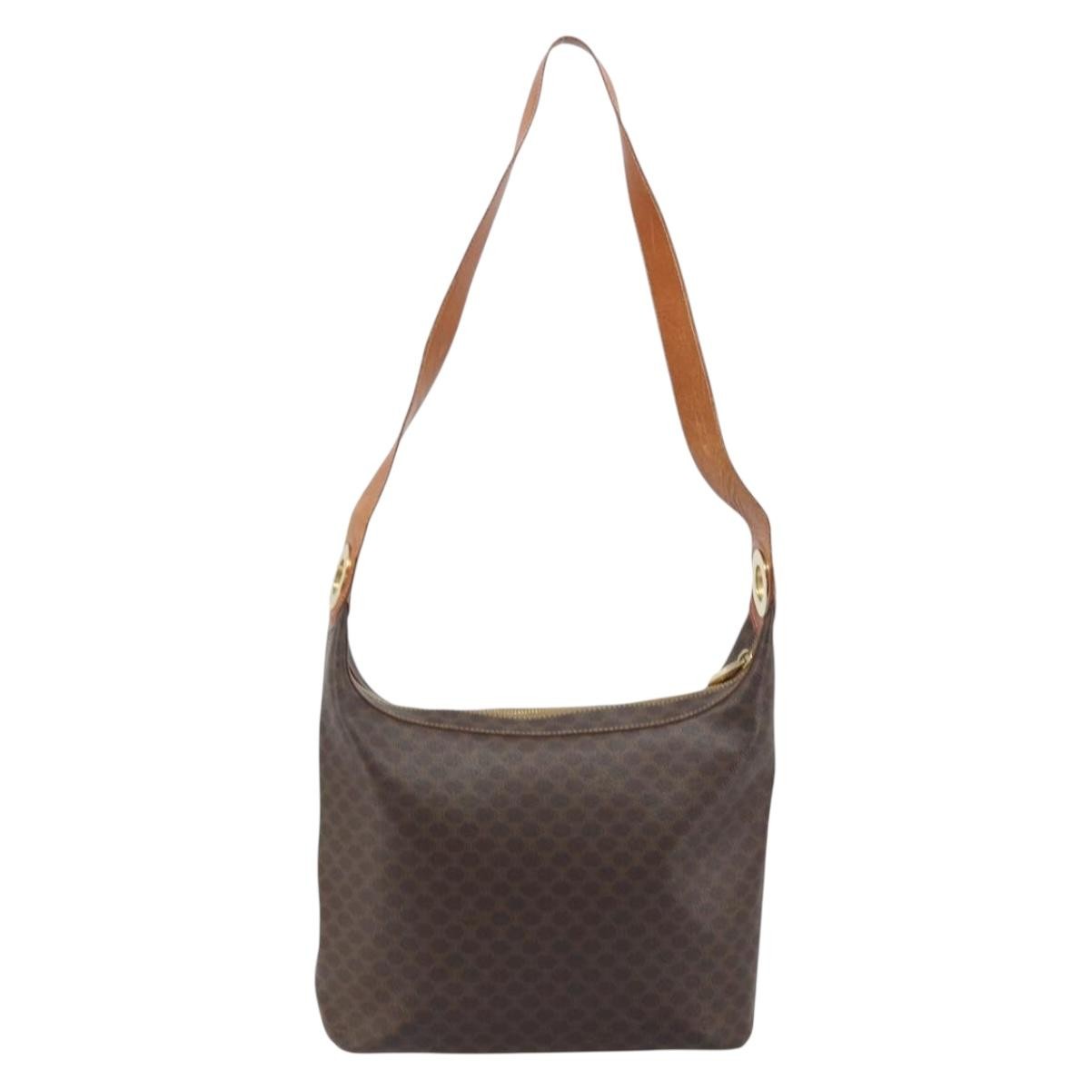 Celine Vintage Macadam Canvas And Leather Brown Canvas Shoulder Bag Bag (Pre-Owned)