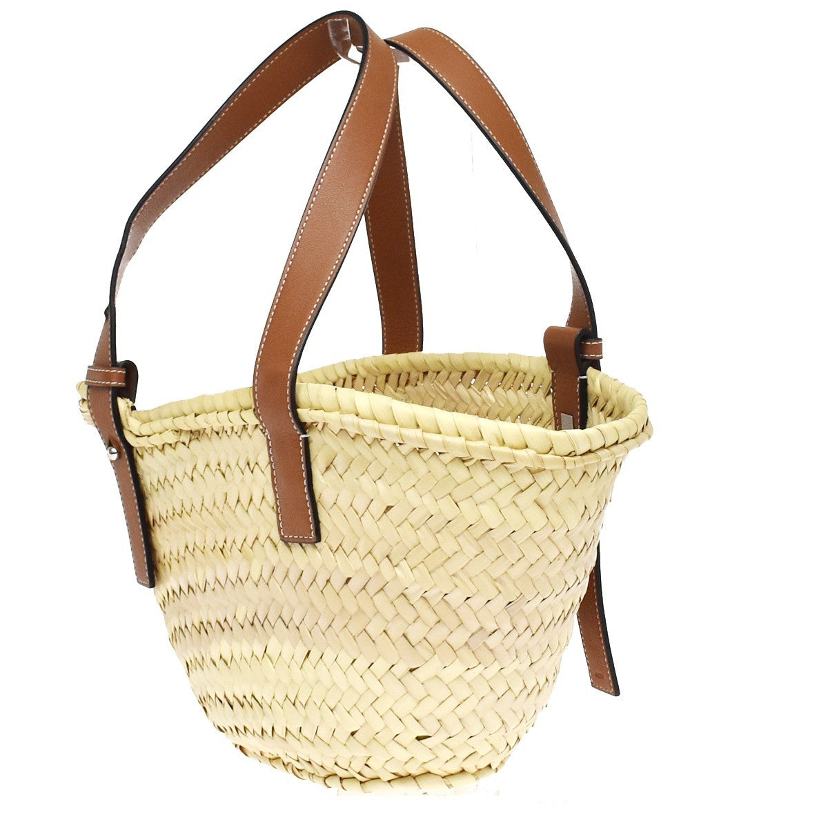 Loewe Basket Woven Raffia With Applique Beige Wicker Tote Bag Bag (Pre-Owned)