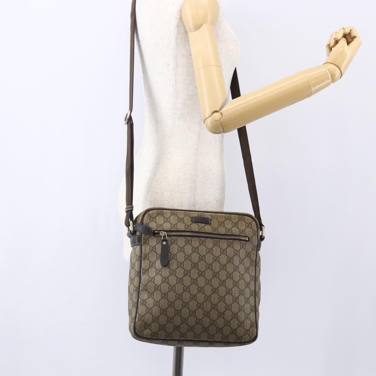 Gucci Front Zip Messenger Gg Coated Canvas Brown Canvas Shoulder Bag Bag (Pre-Owned)