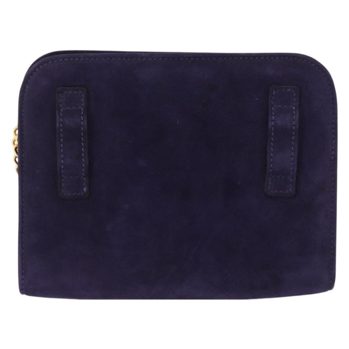 Salvatore Ferragamo Vintage Gancini Chain Suede Purple Suede Shoulder Bag Bag (Pre-Owned)