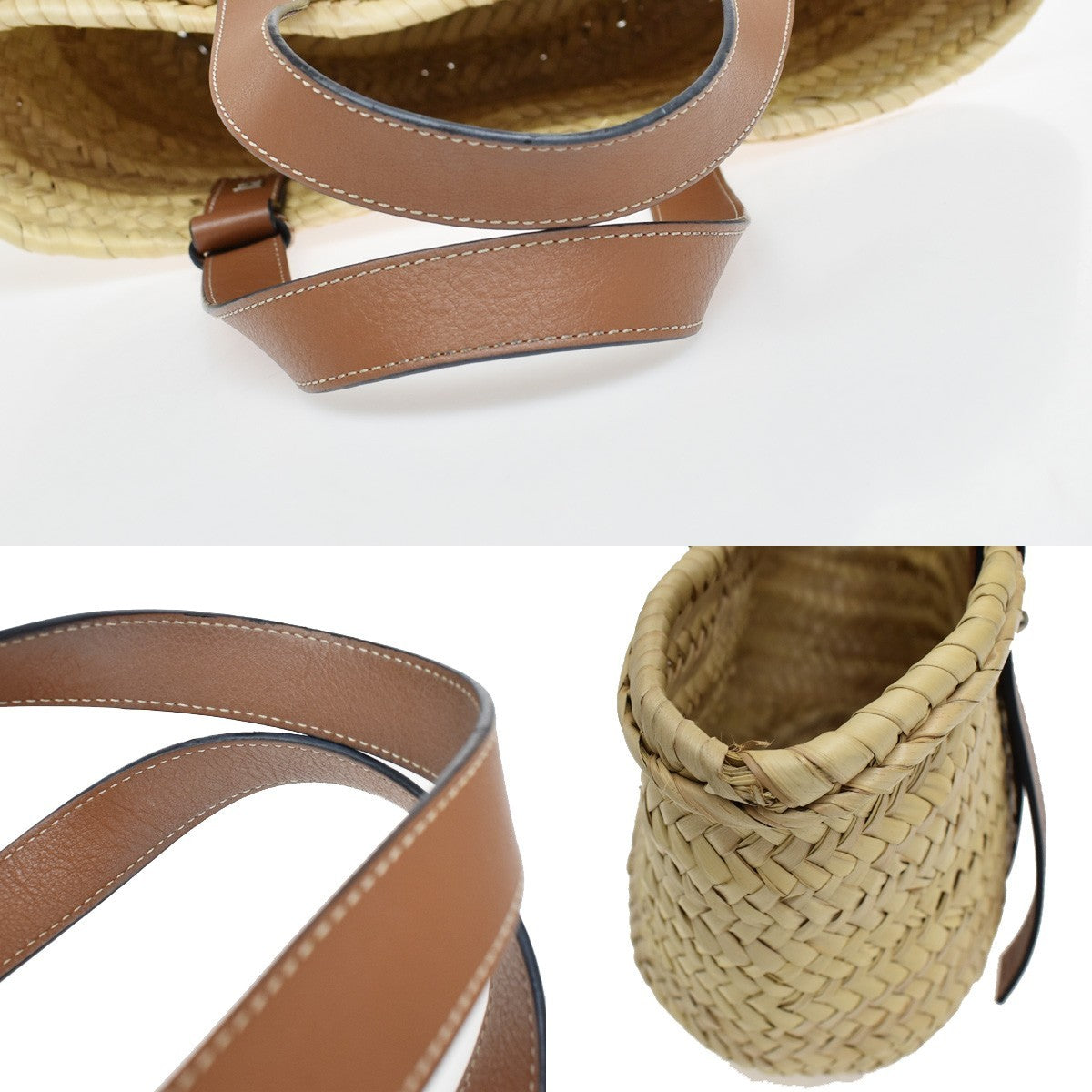 Loewe Basket Woven Raffia With Applique Beige Wicker Tote Bag Bag (Pre-Owned)