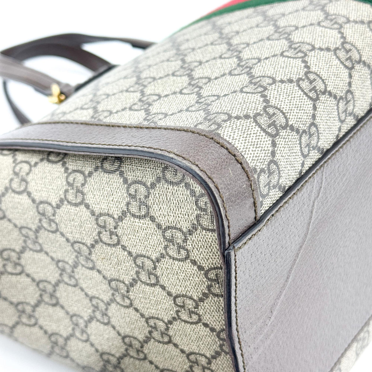 Gucci Ophidia Top Handle Gg Coated Canvas Brown Canvas Tote Bag Bag (Pre-Owned)