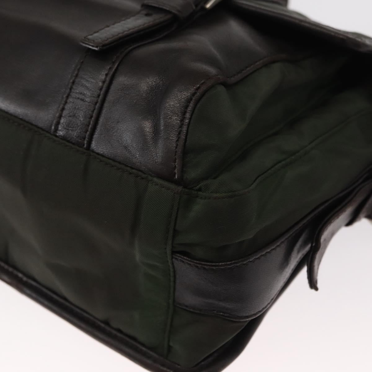Prada Double Buckle Flap Messenger Tessuto Khaki Nylon Shoulder Bag Bag (Pre-Owned)