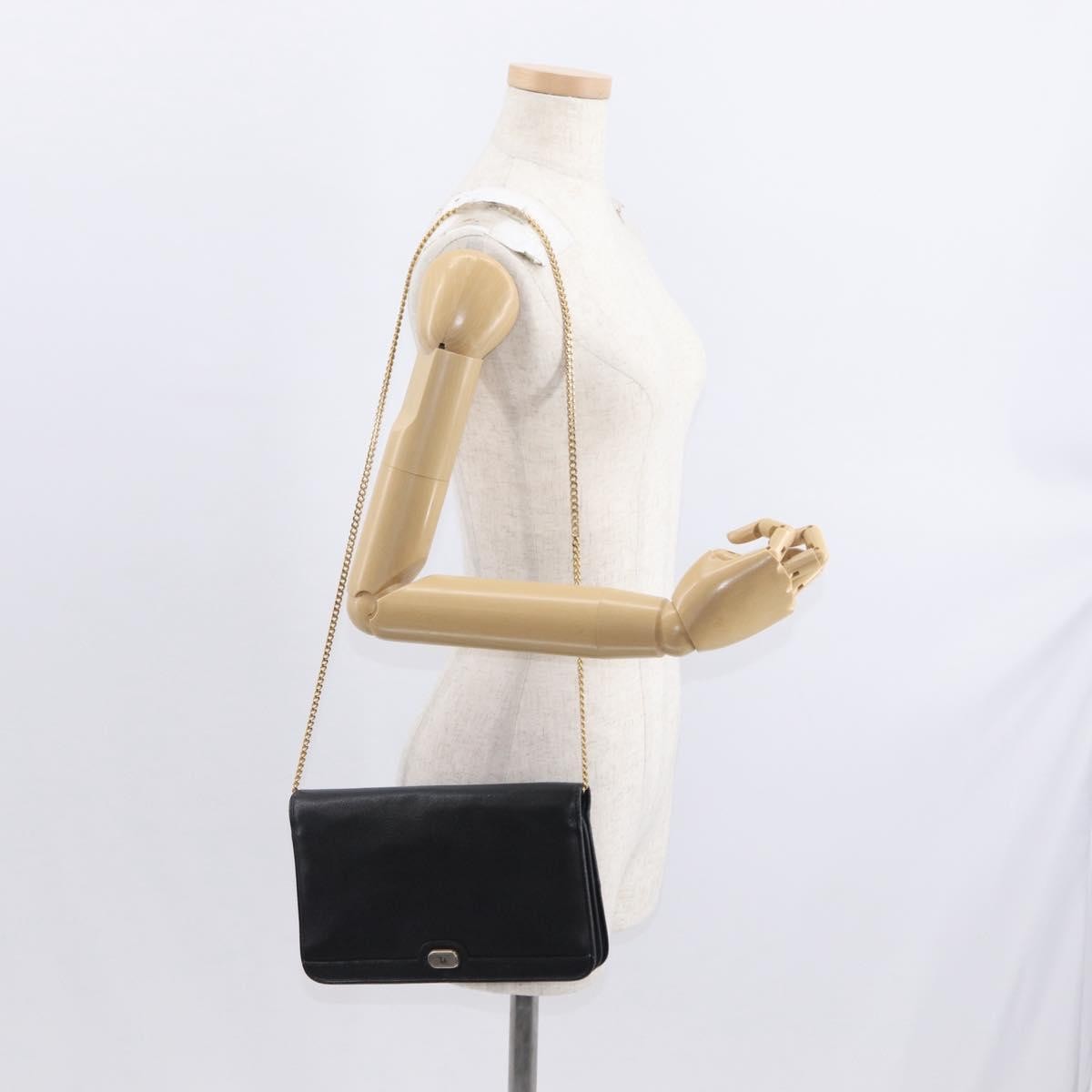Christian Dior Vintage Chain Flap Leather Black Leather Shoulder Bag Bag (Pre-Owned)