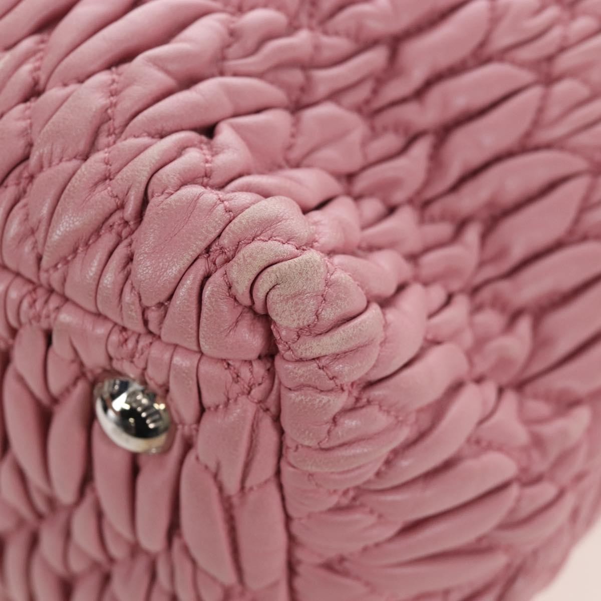 Miu Miu Crystal Convertible Top Handle Matelasse Leather Pink Leather Handbag (Pre-Owned)