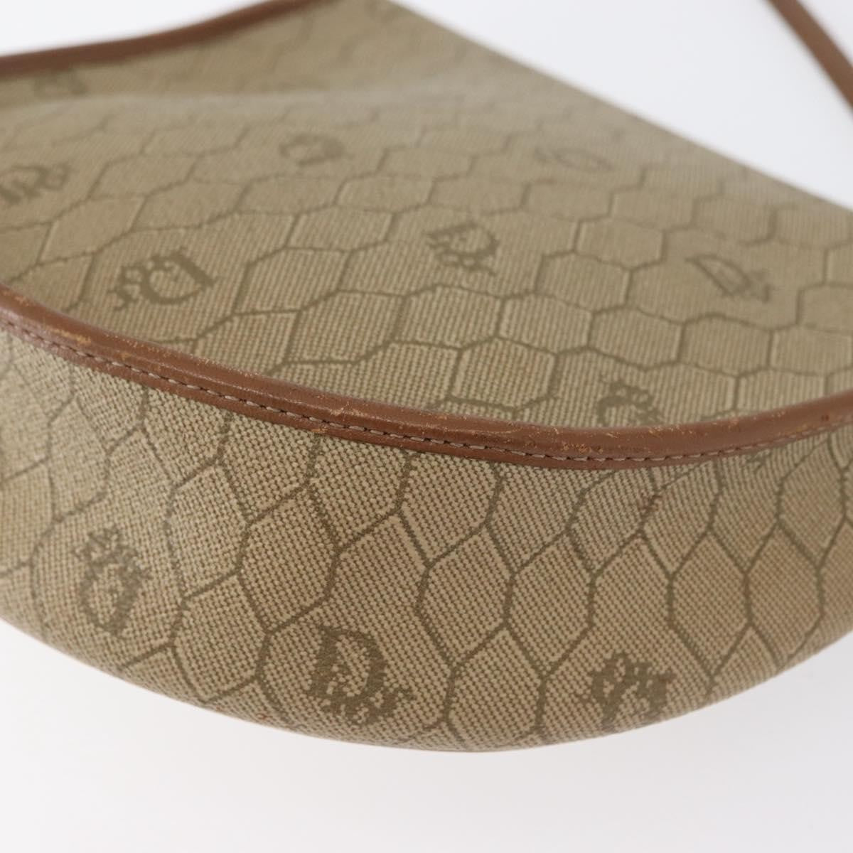 Christian Dior Vintage Honeycomb Flap Canvas And Leather Beige Canvas Shoulder Bag Bag (Pre-Owned)