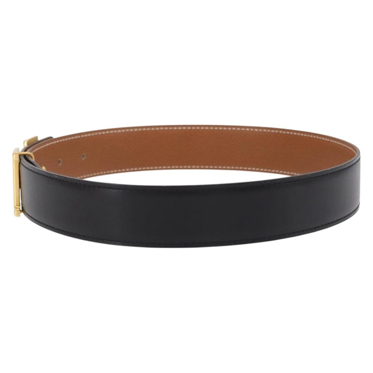 Hermes Constance Reversible Belt Leather Black Leather Belts Accessory (Pre-Owned)