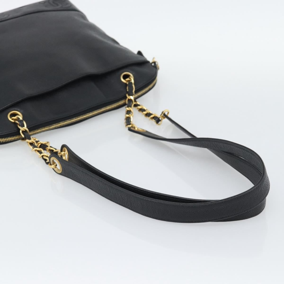 Chanel Triple Cc Chain Shoulder Caviar Leather Black Leather Shoulder Bag Bag (Pre-Owned)