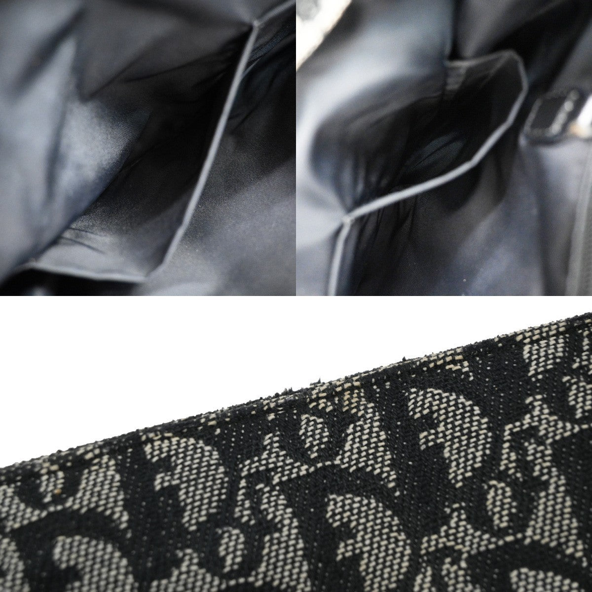 Christian Dior Vintage Open Diorissimo Canvas Black Canvas Tote Bag Bag (Pre-Owned)