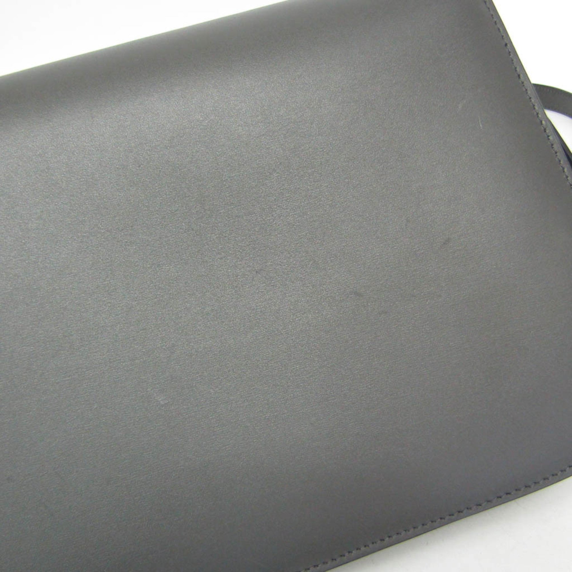 Celine Classic Box Smooth Leather Gray Leather Handbag (Pre-Owned)