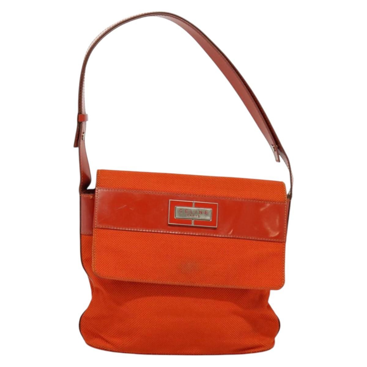 Celine Shoulder Canvas Orange Canvas Shoulder Bag Bag (Pre-Owned)