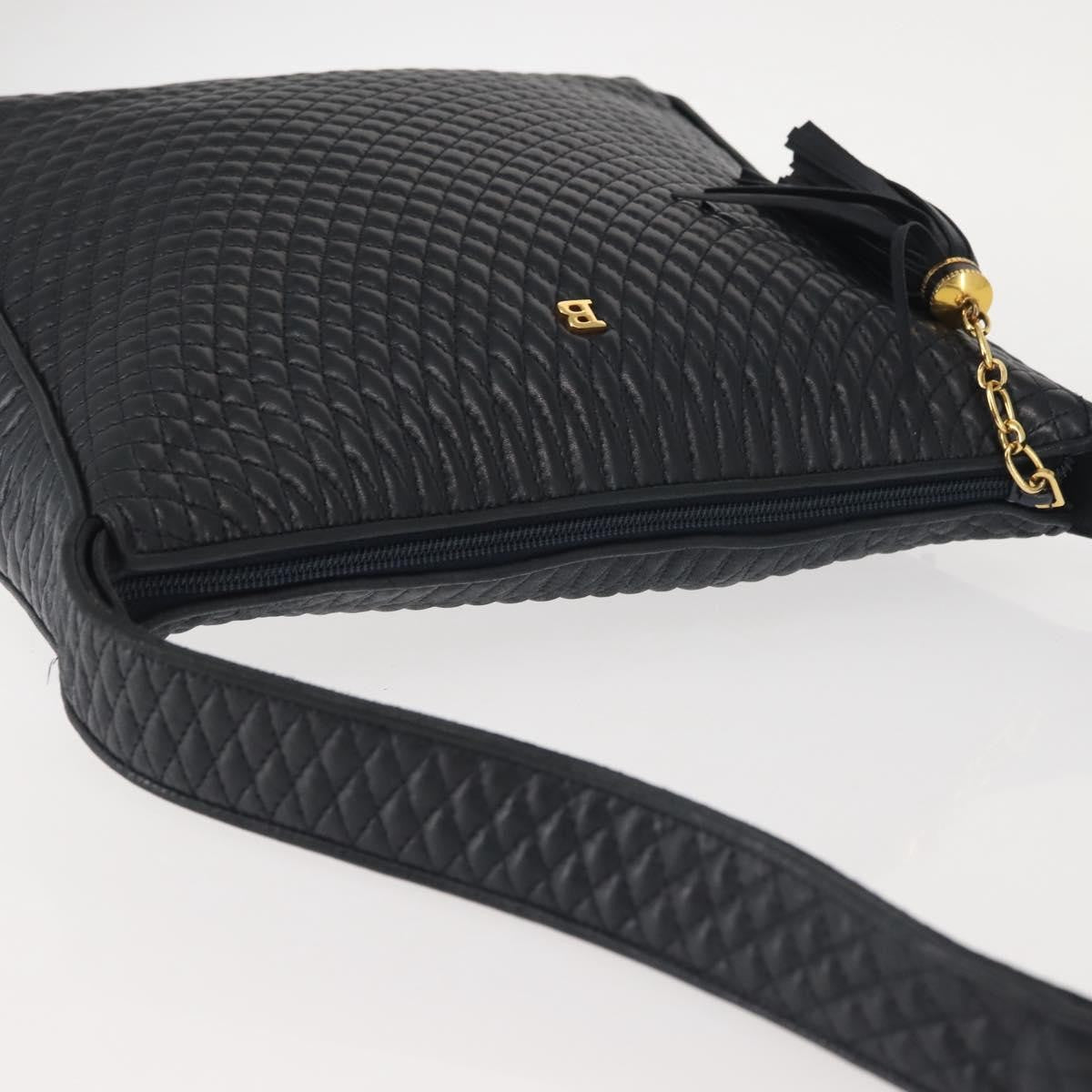 Bally Vintage Leather Navy Leather Shoulder Bag Bag (Pre-Owned)