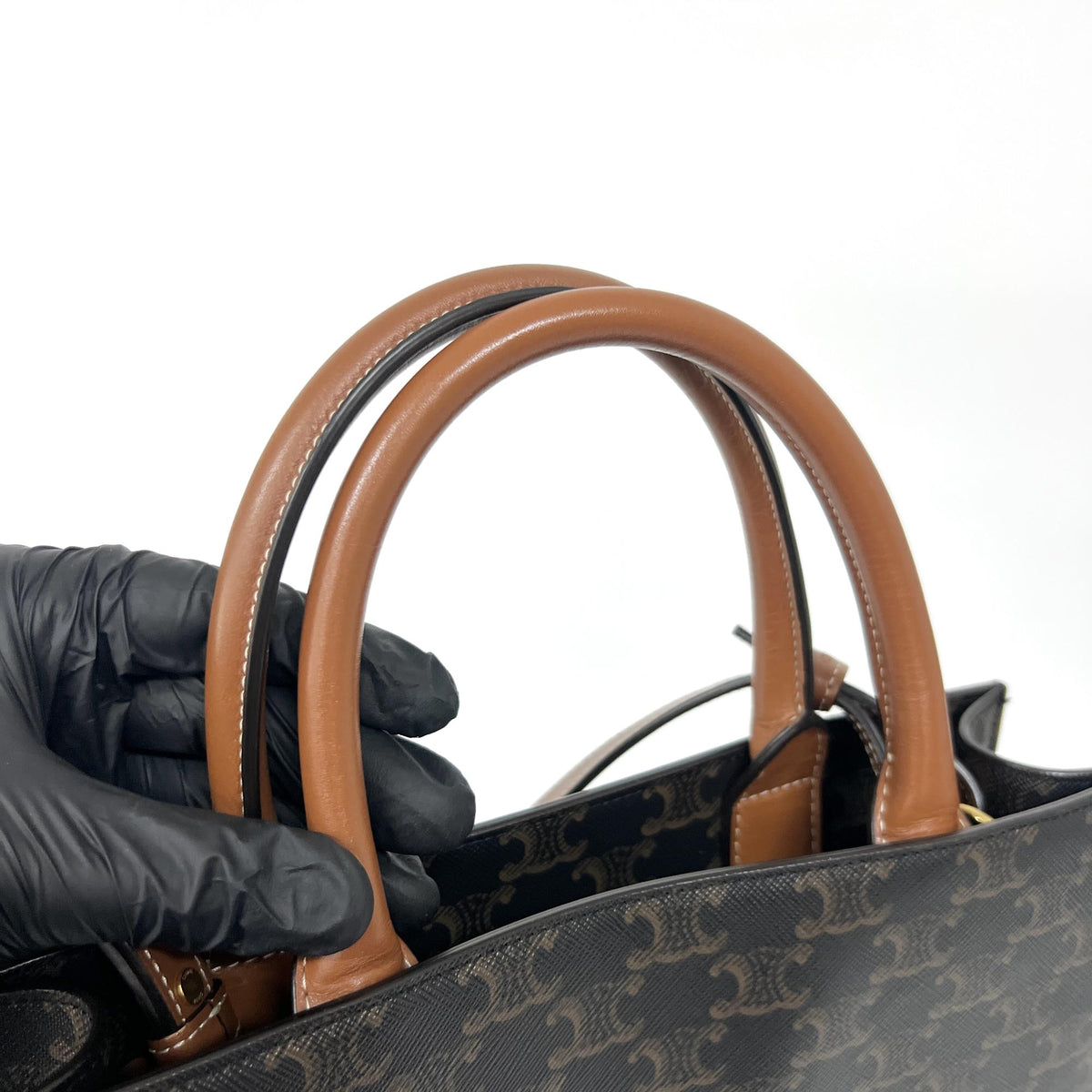 Celine Vertical Cabas Triomphe Coated Canvas Brown Canvas Tote Bag Bag (Pre-Owned)