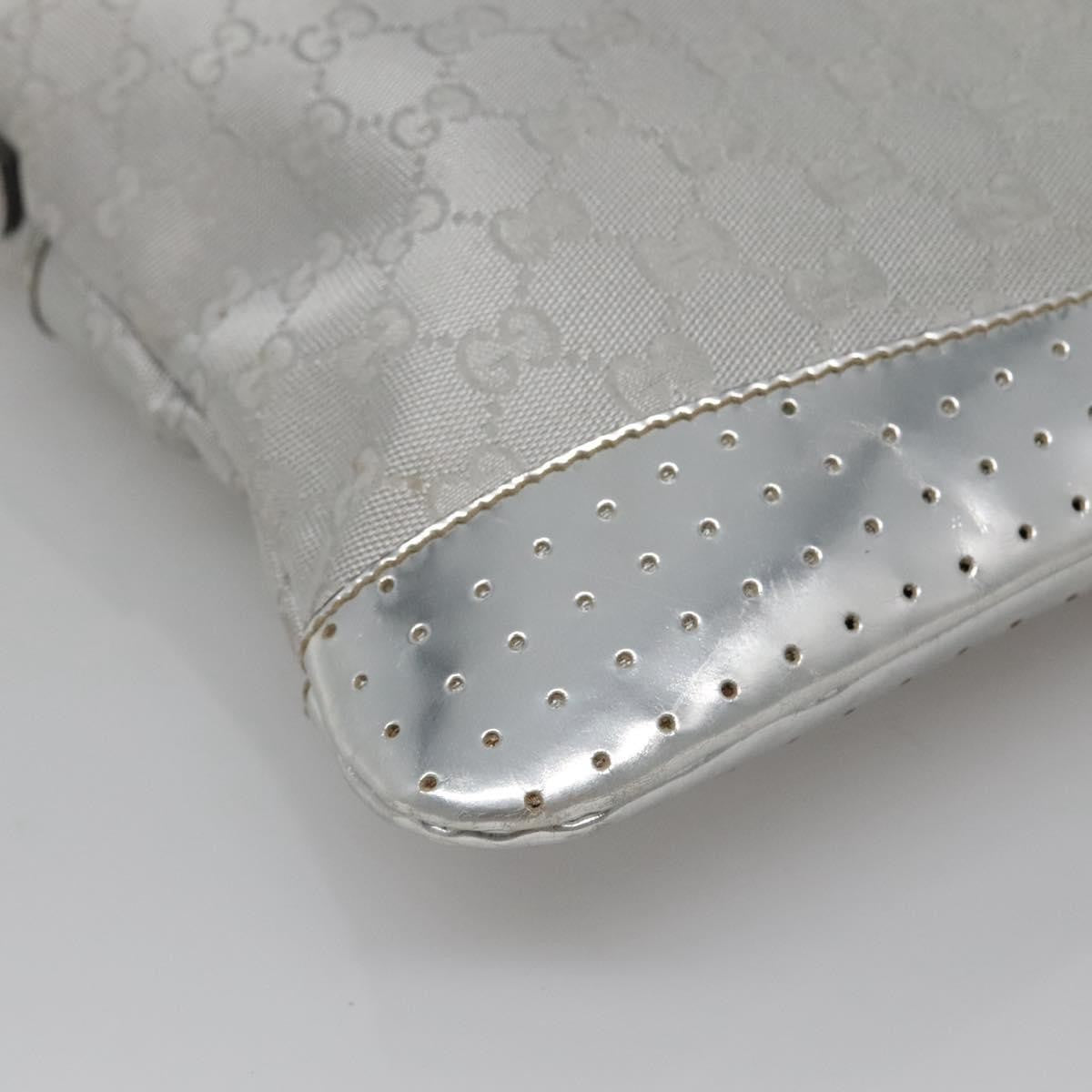Gucci Zip Messenger Gg Canvas With Perforated Leather Silver Canvas Shoulder Bag Bag (Pre-Owned)