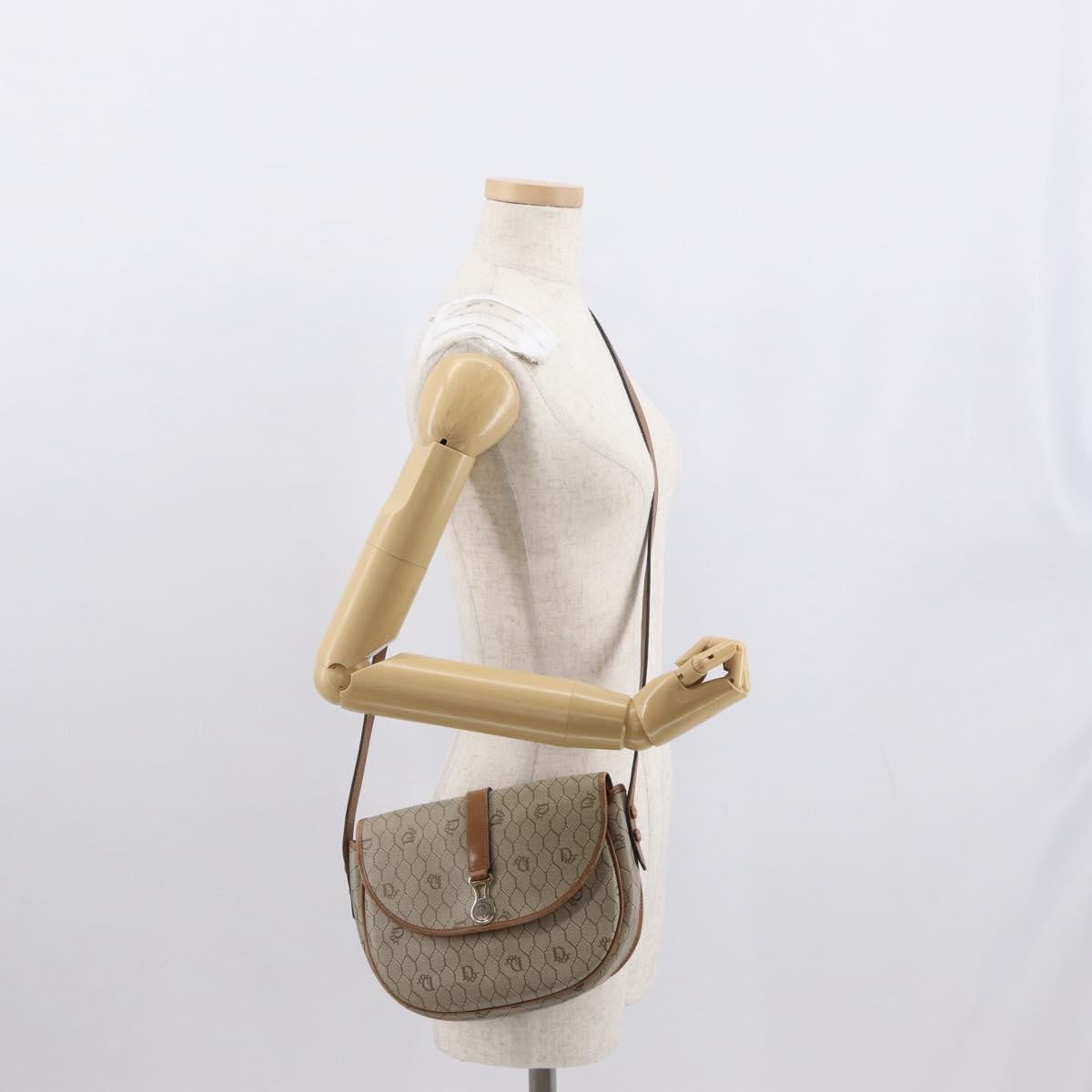 Christian Dior Vintage Honeycomb Canvas And Leather Beige Canvas Shoulder Bag Bag (Pre-Owned)
