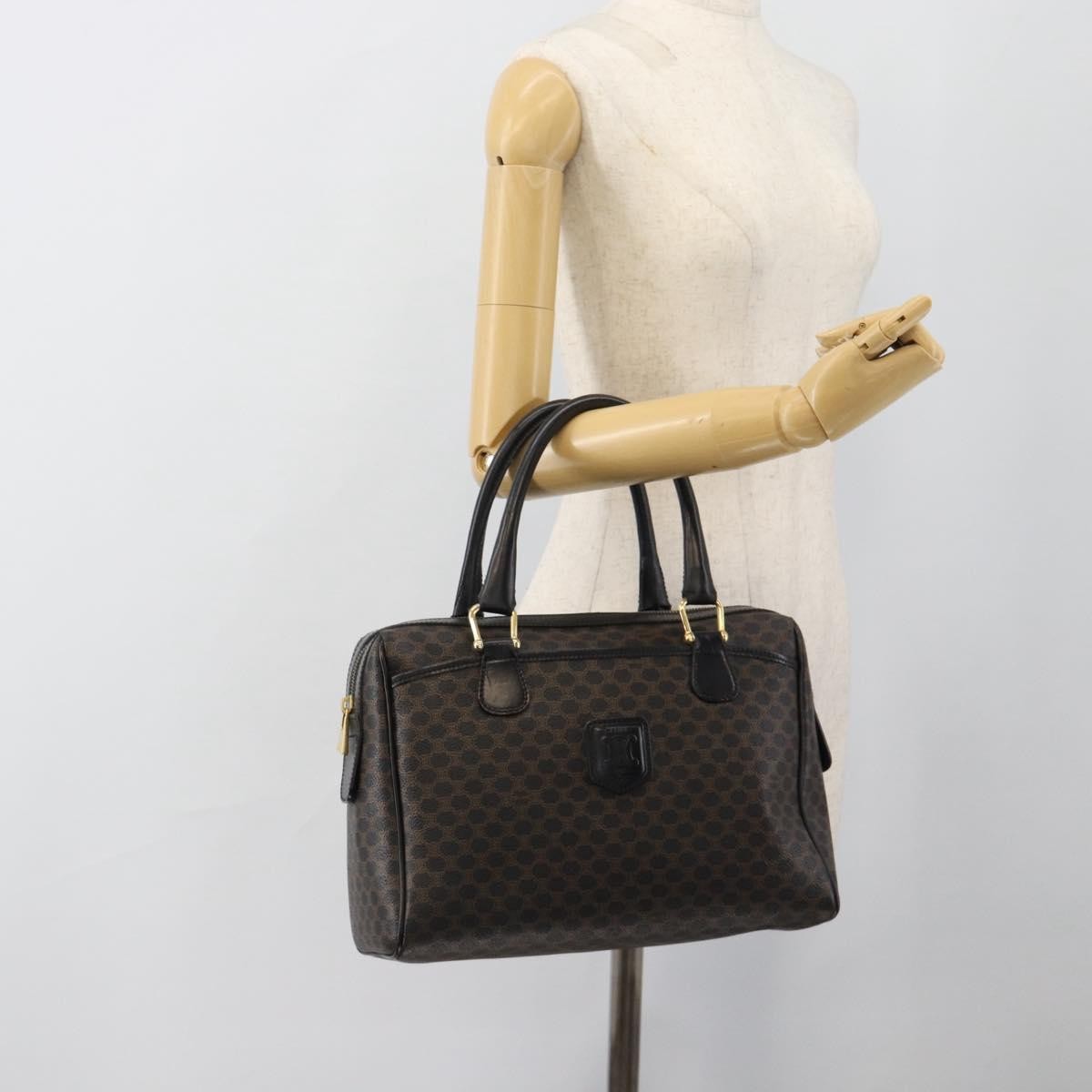 Celine Vintage Boston Macadam Coated Canvas Black Canvas Handbag (Pre-Owned)