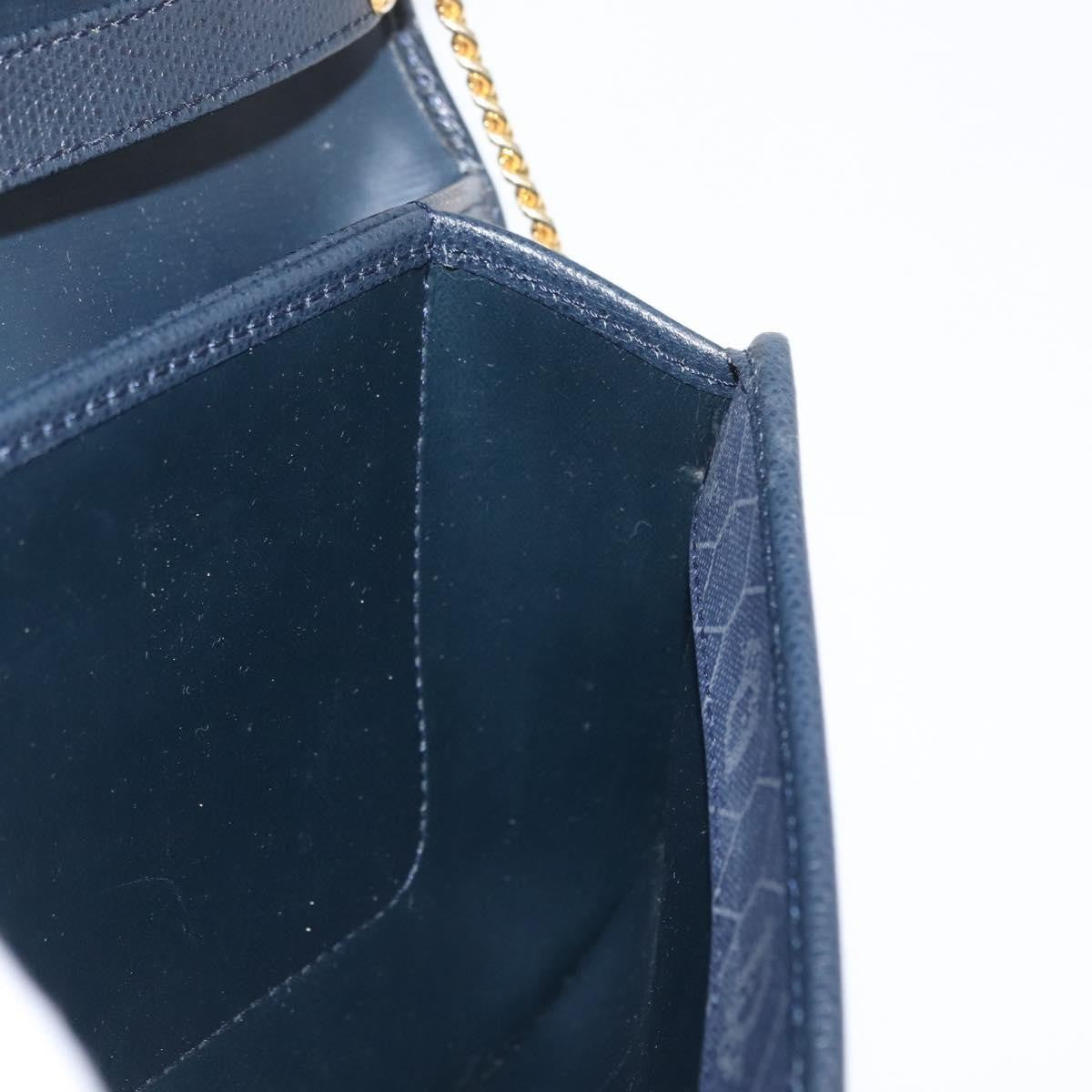 Christian Dior Vintage Chain Flap Leather Navy Leather Shoulder Bag Bag (Pre-Owned)