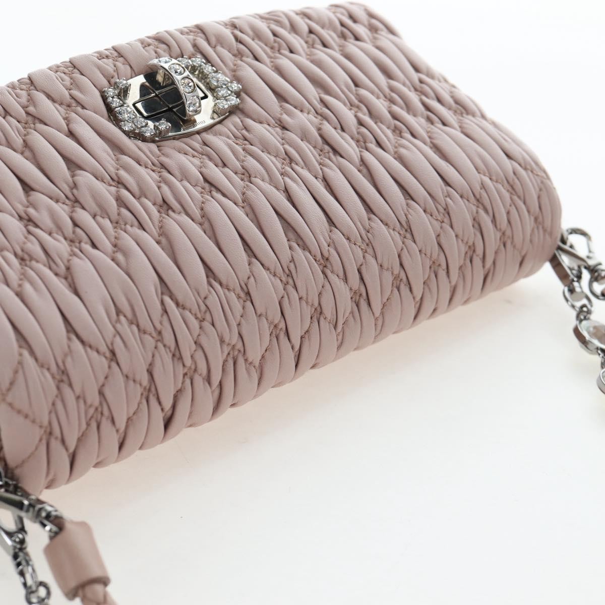 Miu Miu Crystal Clutch Matelasse Leather Pink Leather Clutche & Pouche Bag (Pre-Owned)