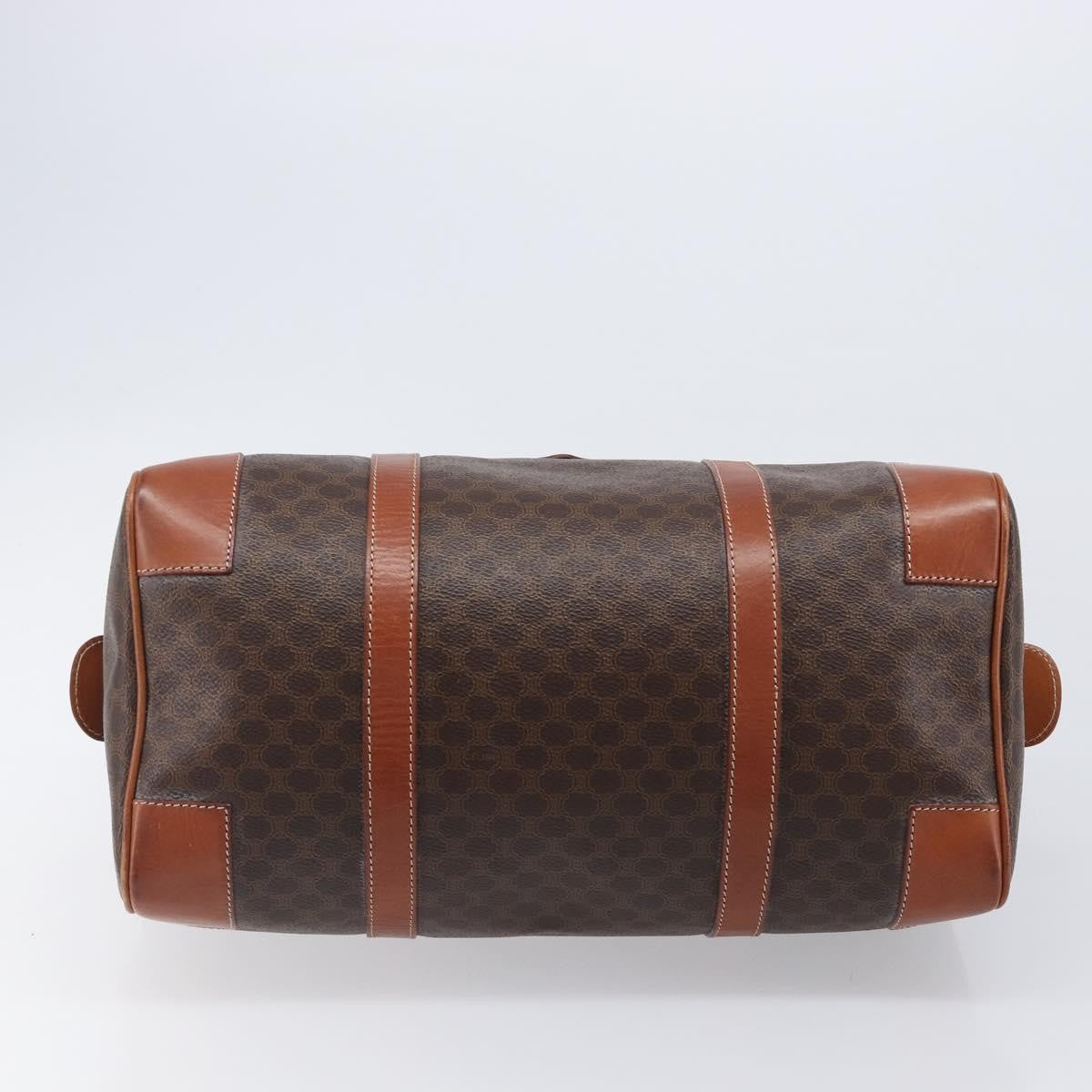 Celine Vintage Duffle Macadam Coated Canvas Brown Pvc Handbag (Pre-Owned)