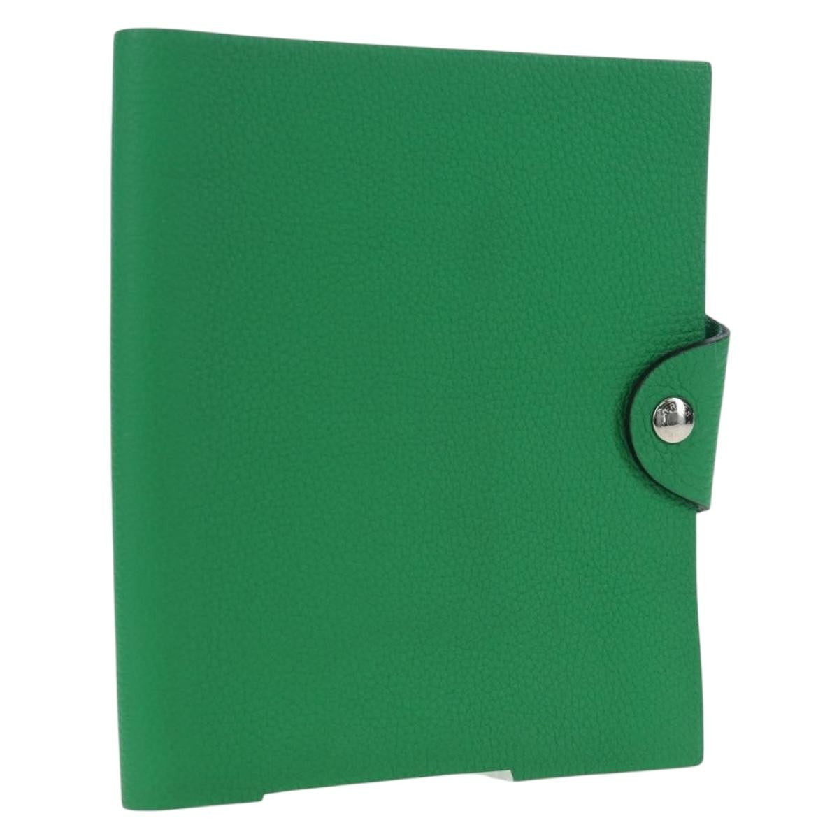 Hermes Ulysse Agenda Cover Leather Green Leather Wallets Accessory (Pre-Owned)