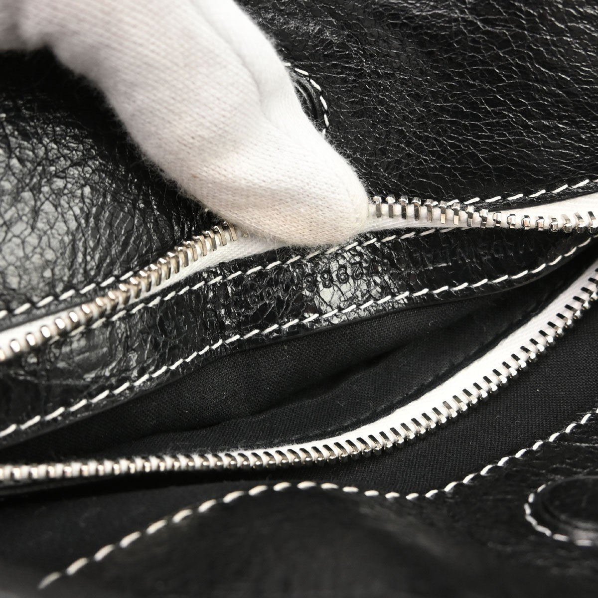 Balenciaga Barbes East West Shopper Tote Striped Leather Black Leather Tote Bag Bag (Pre-Owned)