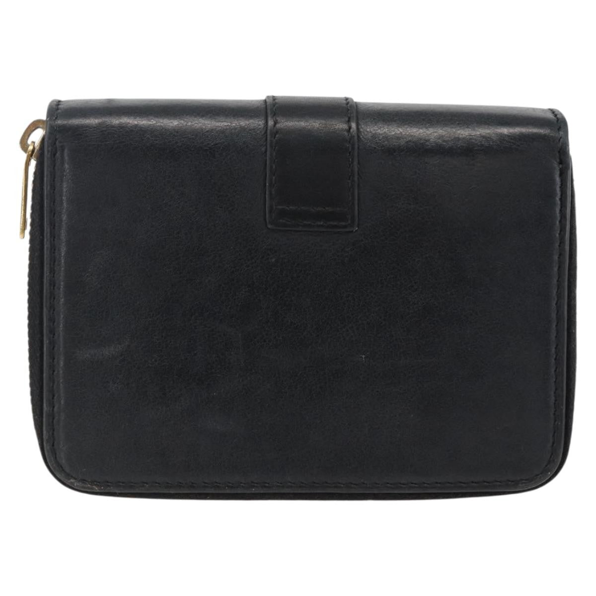 Saint Laurent Classic Monogram Ysl Line Zip Around Leather Black Leather Wallets Accessory (Pre-Owned)