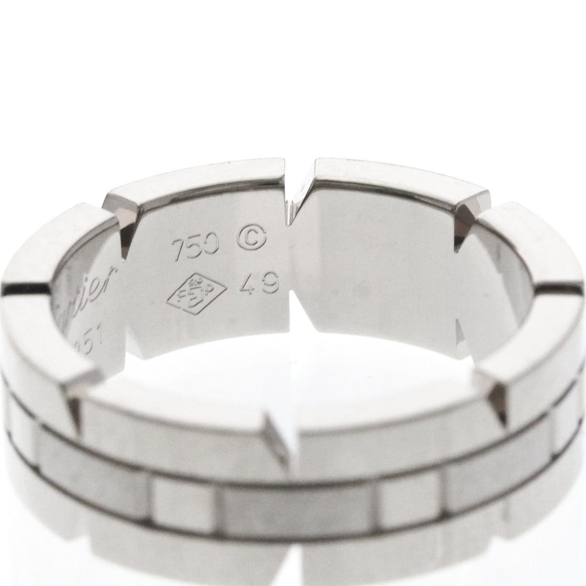 Cartier Tank Francaise 18K White Gold Silver White_Gold Ring Jewelry (Pre-Owned)