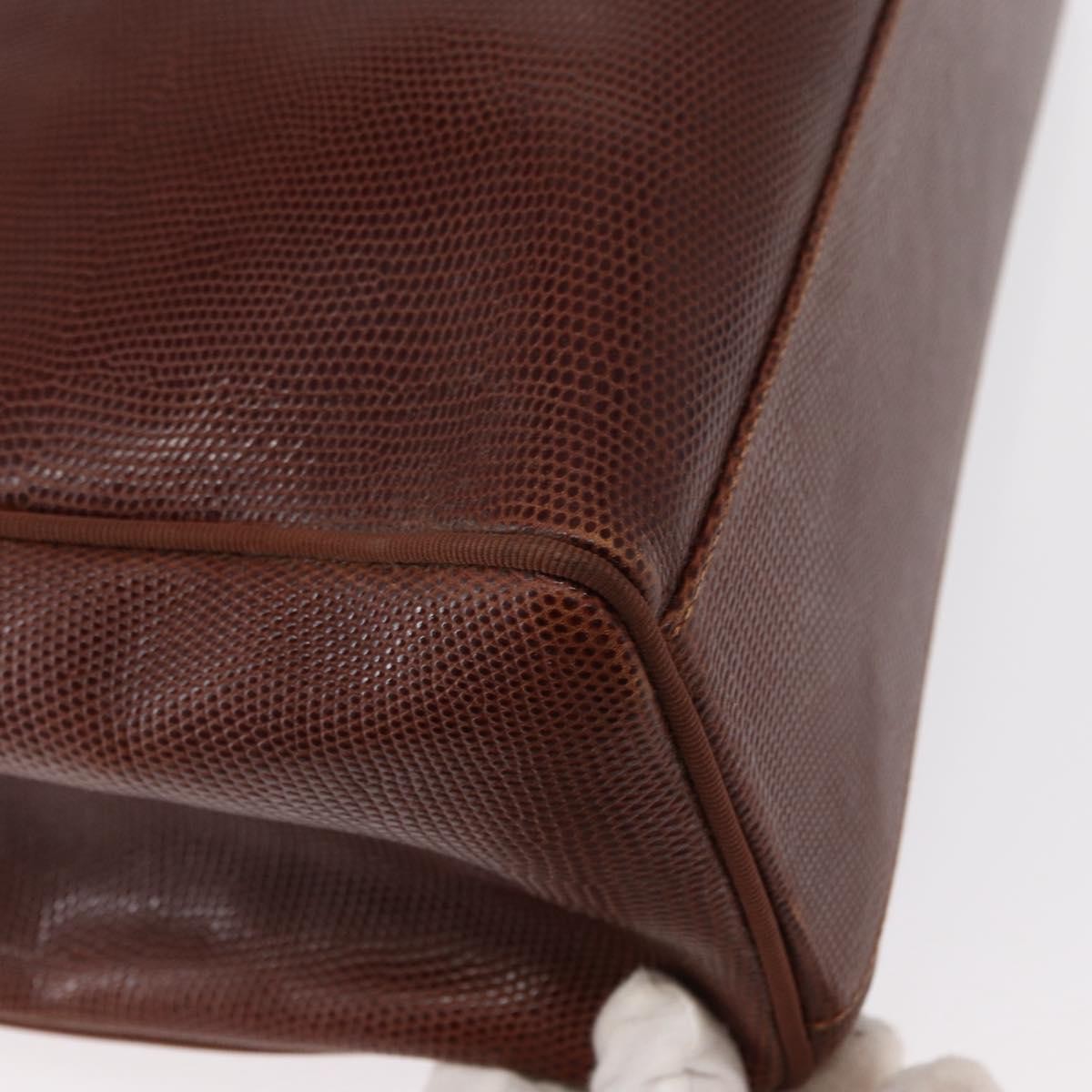 Salvatore Ferragamo Vintage Vara Bow Tote Lizard Embossed Leather Brown Leather Tote Bag Bag (Pre-Owned)