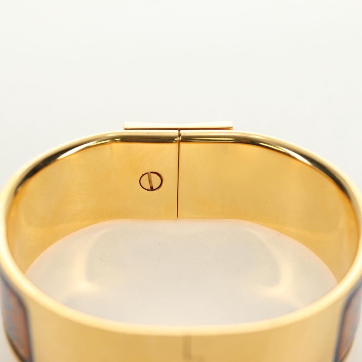 Hermes Loquet Bangle Metal And Printed Enamel Gold Metal Bracelet Jewelry (Pre-Owned)
