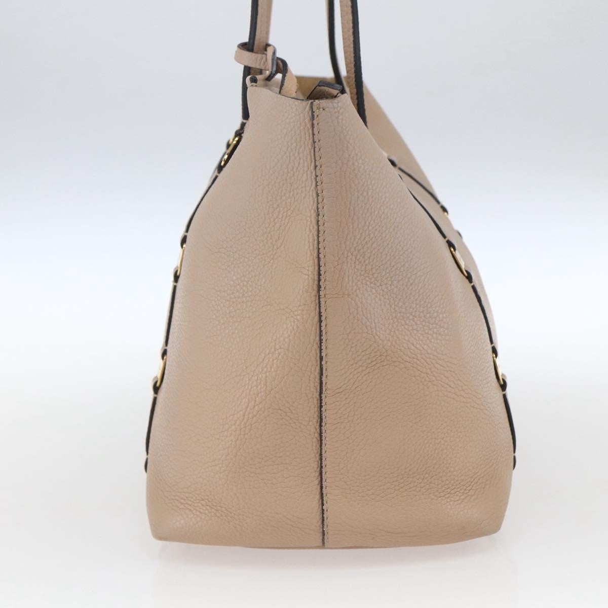 Salvatore Ferragamo Vala Tote Leather Beige Leather Tote Bag Bag (Pre-Owned)