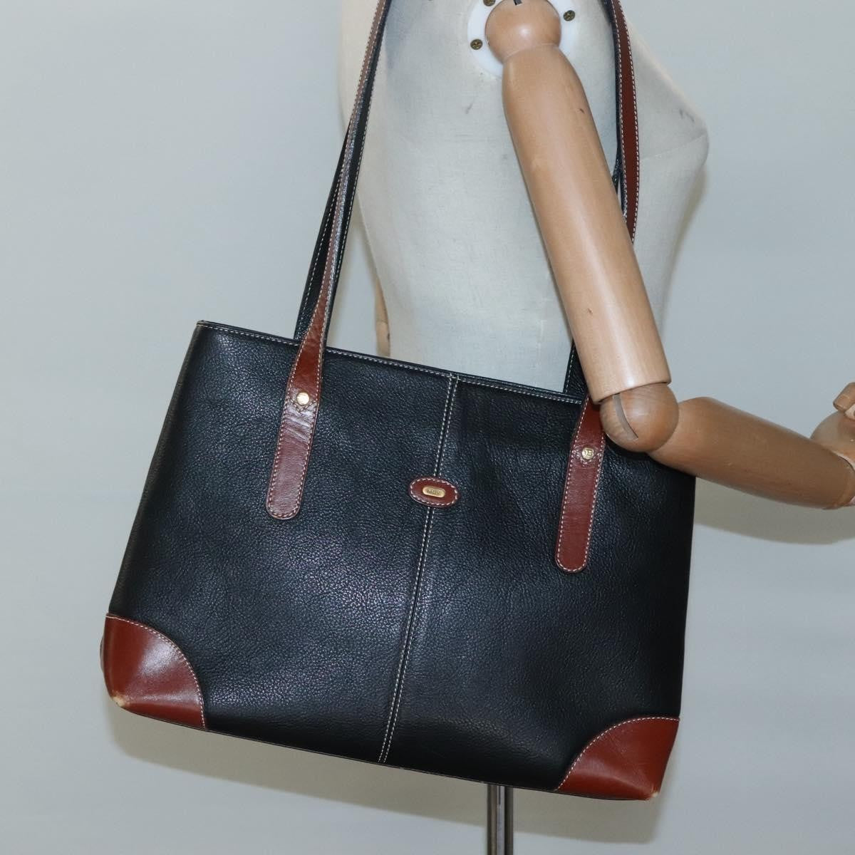 Bally Vintage Leather Black Leather Handbag (Pre-Owned)