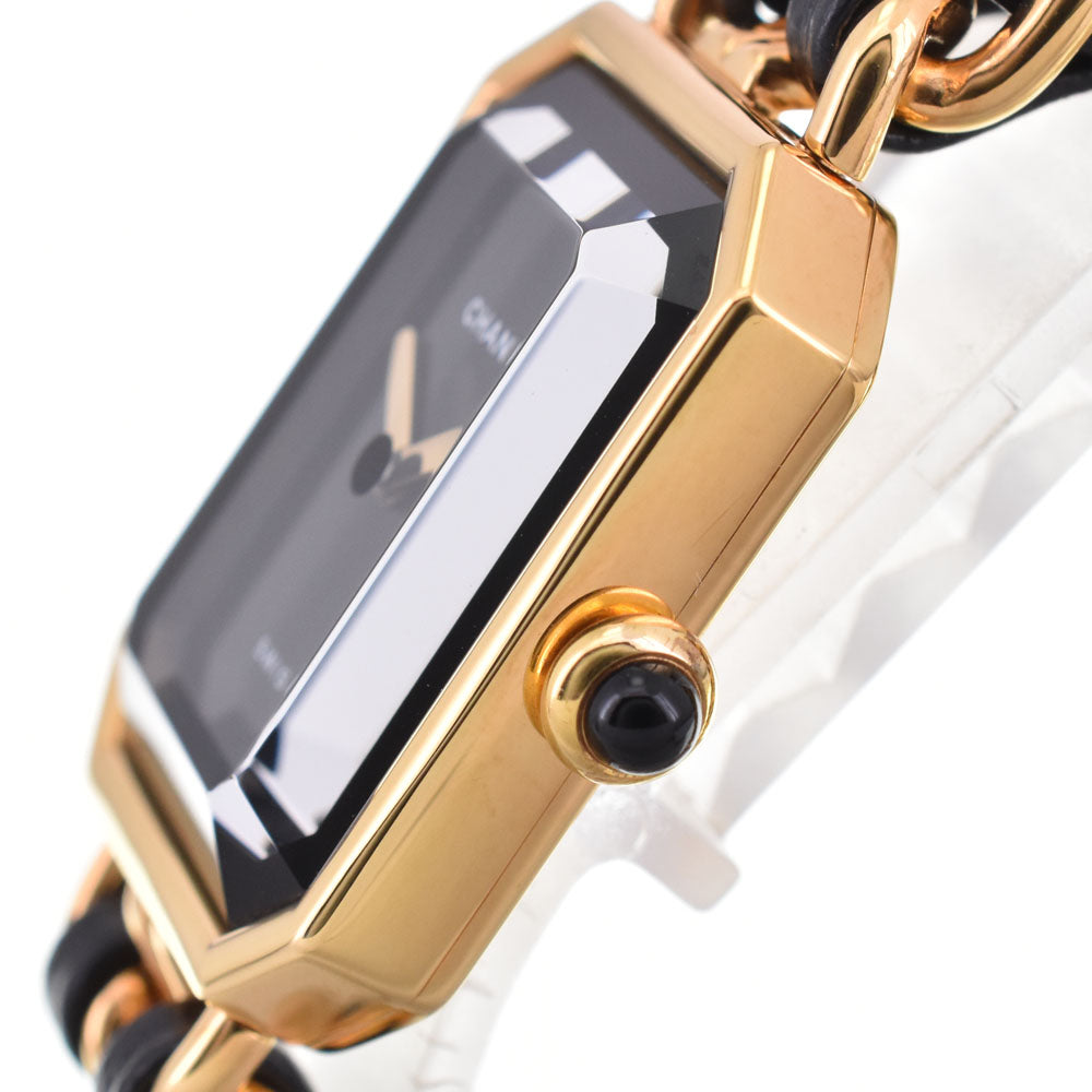 Chanel Premiere Rock Quartz Plated Metal And Leather Watch (Pre-Owned)