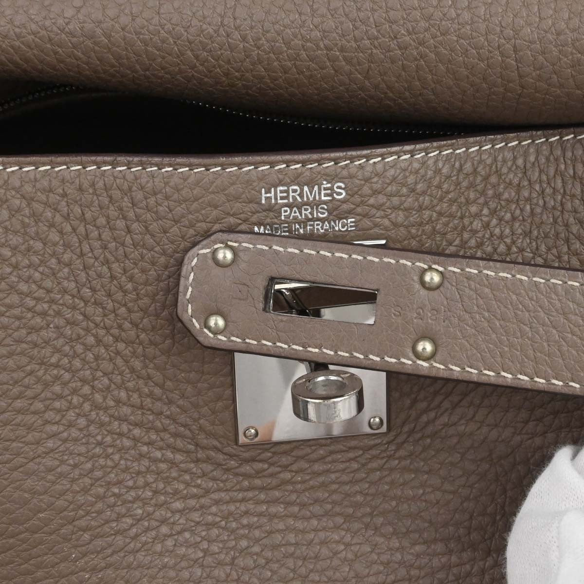 Hermes Shoulder Kelly Clemence Gray Leather Handbag (Pre-Owned)