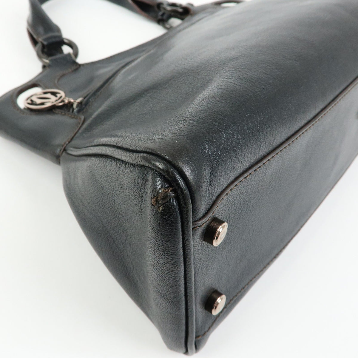 Cartier Marcello Leather Black Leather Handbag (Pre-Owned)