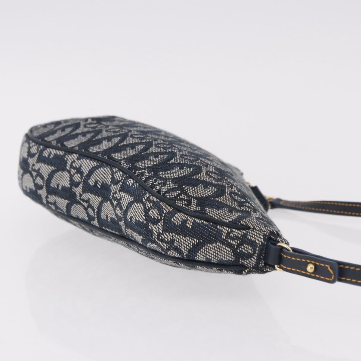 Christian Dior Vintage Saddle Bag Canvas Navy Canvas Clutche & Pouche Bag (Pre-Owned)