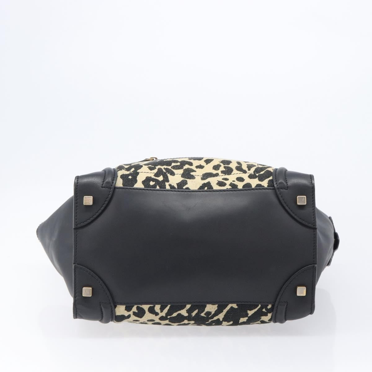 Celine Luggage Printed Canvas And Leather Black Leather Handbag (Pre-Owned)