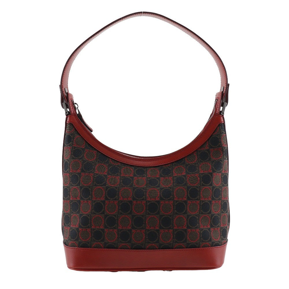 Salvatore Ferragamo Gancini Canvas Red Canvas Shoulder Bag Bag (Pre-Owned)