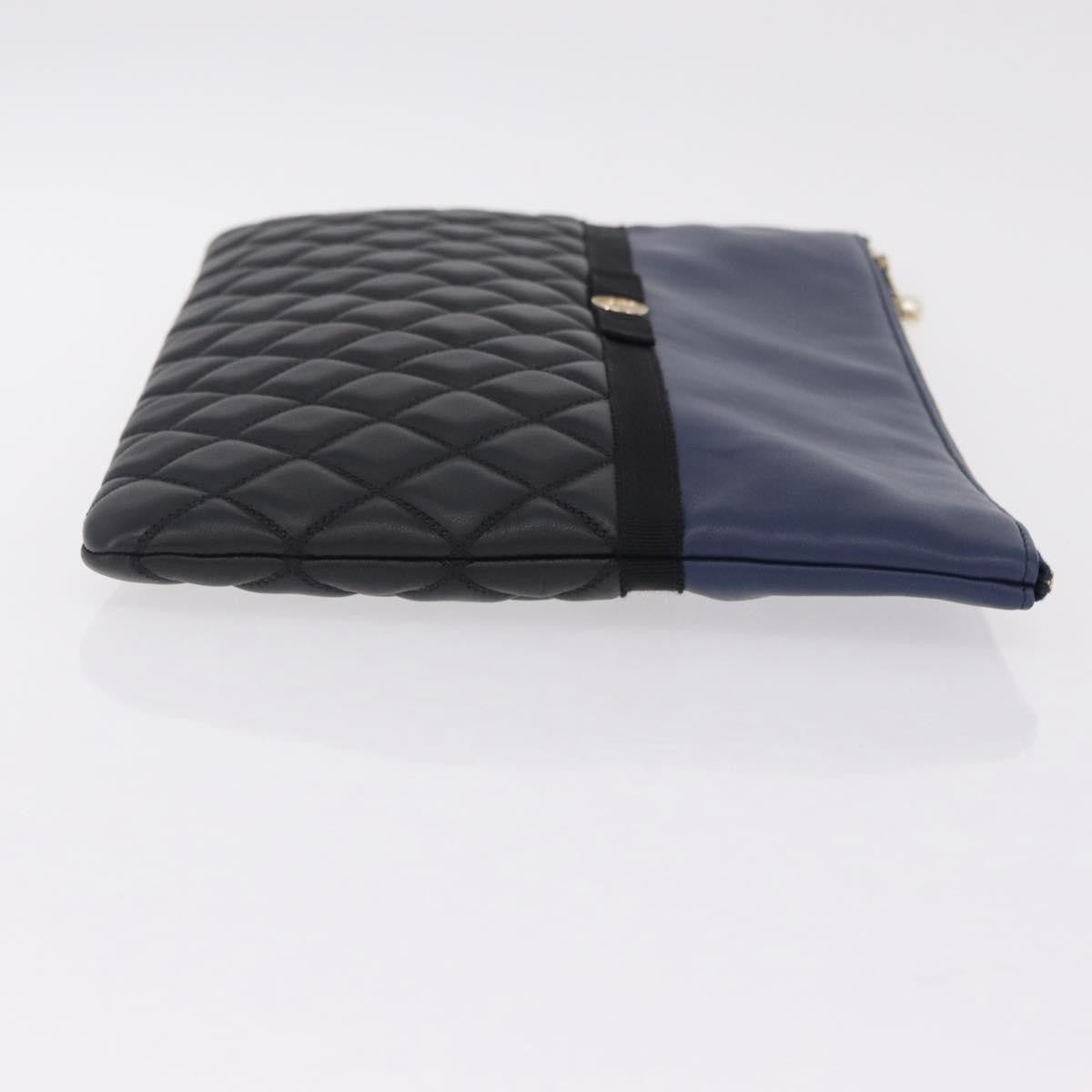 Chanel Bicolor Boy O Case Clutch Lambskin Black Leather Clutche & Pouche Bag (Pre-Owned)