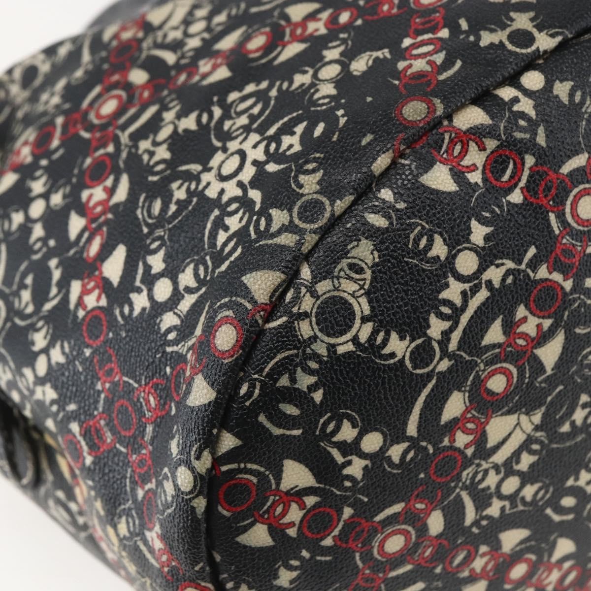 Chanel Optic Coco Bowler Printed Coated Canvas With Caviar Black Pvc Travel Bag Bag (Pre-Owned)