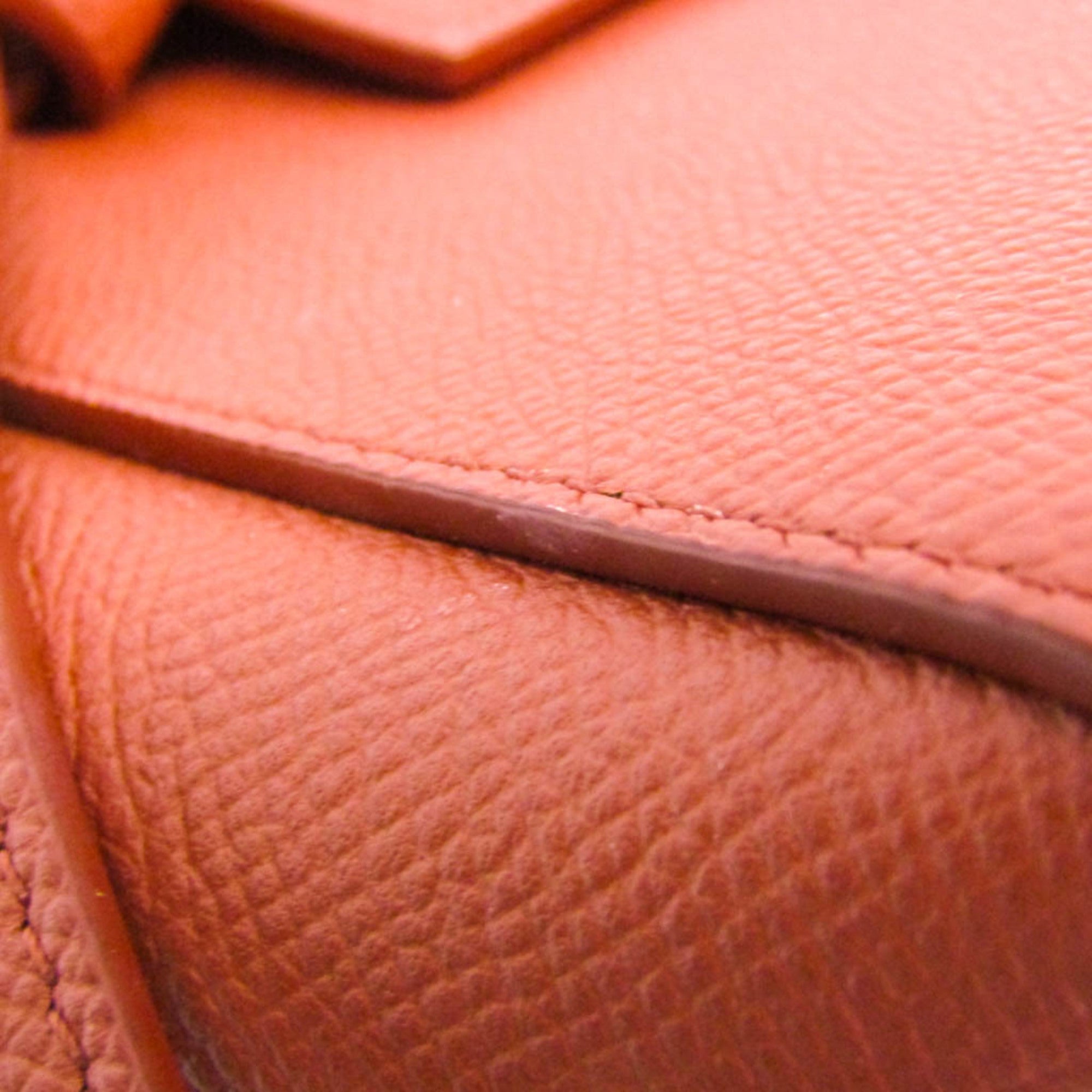 Celine Belt Textured Leather Red Leather Handbag (Pre-Owned)