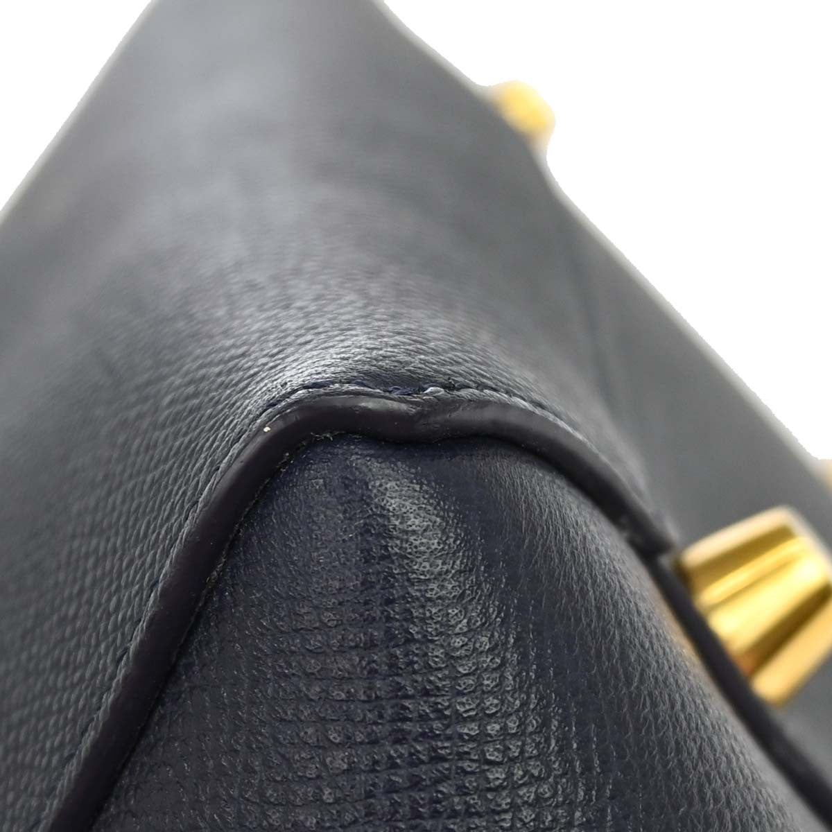 Celine Belt Textured Leather Blue Leather Handbag (Pre-Owned)