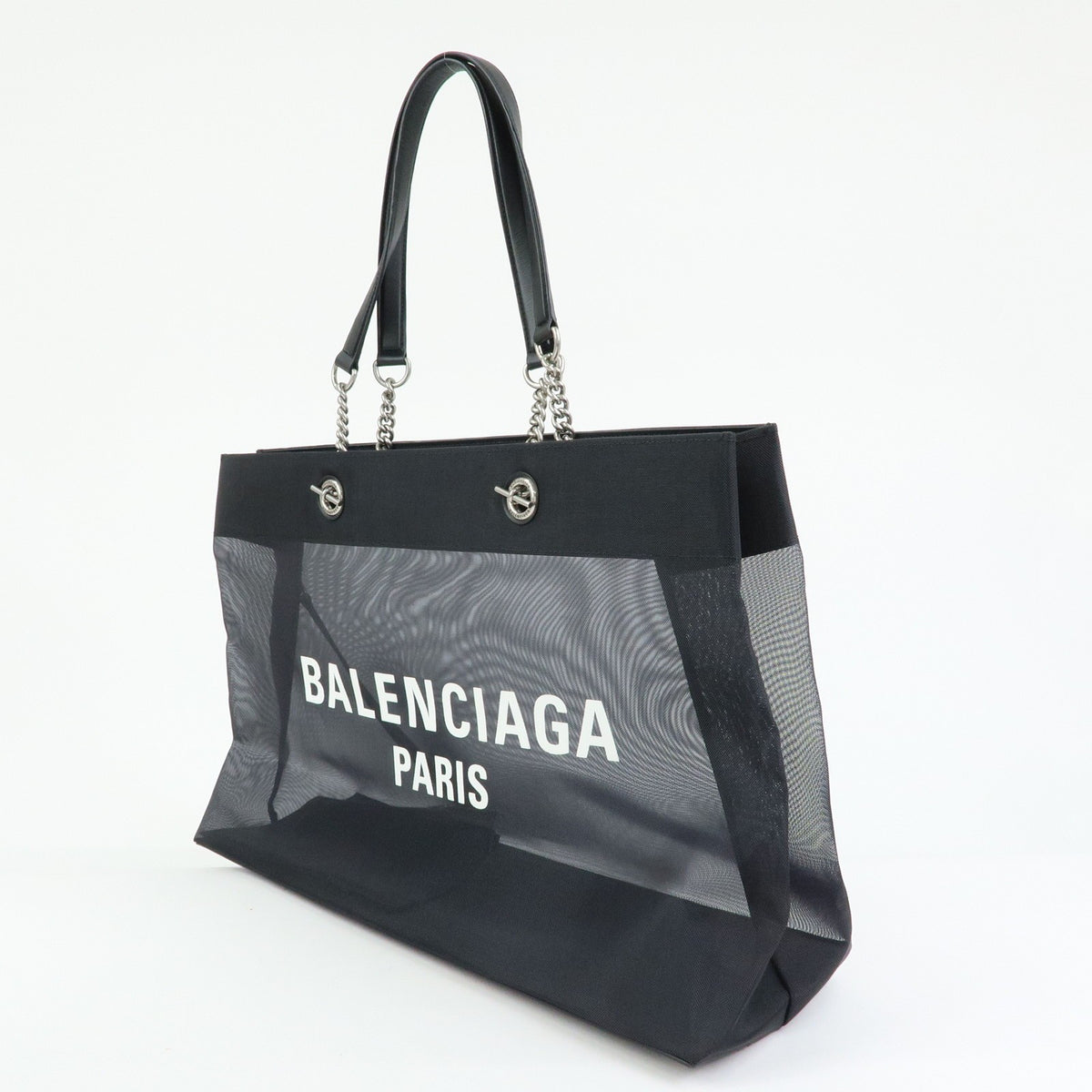Balenciaga Duty Free Mesh With Leather Black Mesh Tote Bag Bag (Pre-Owned)