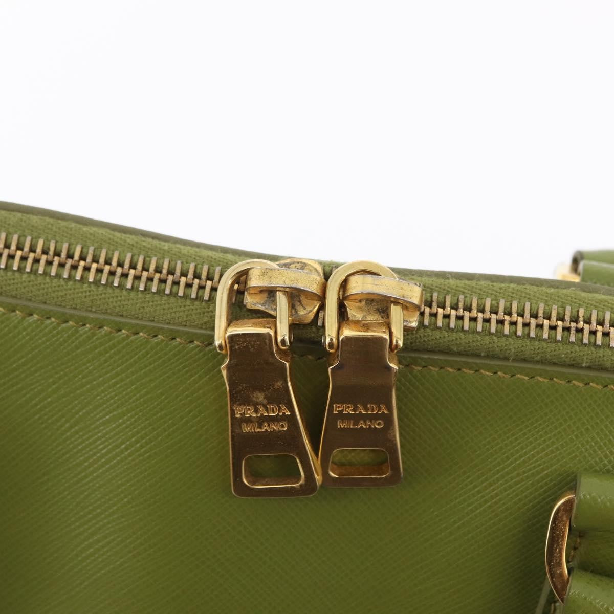 Prada Promenade Saffiano Leather Green Leather Handbag (Pre-Owned)