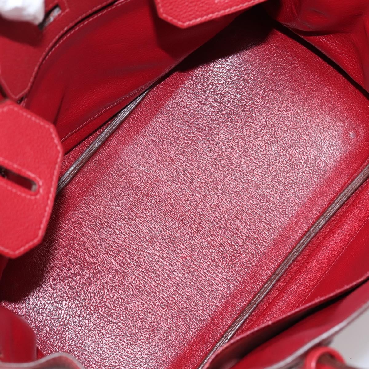 Hermes Birkin Red Togo With Palladium Hardware Red Leather Handbag (Pre-Owned)